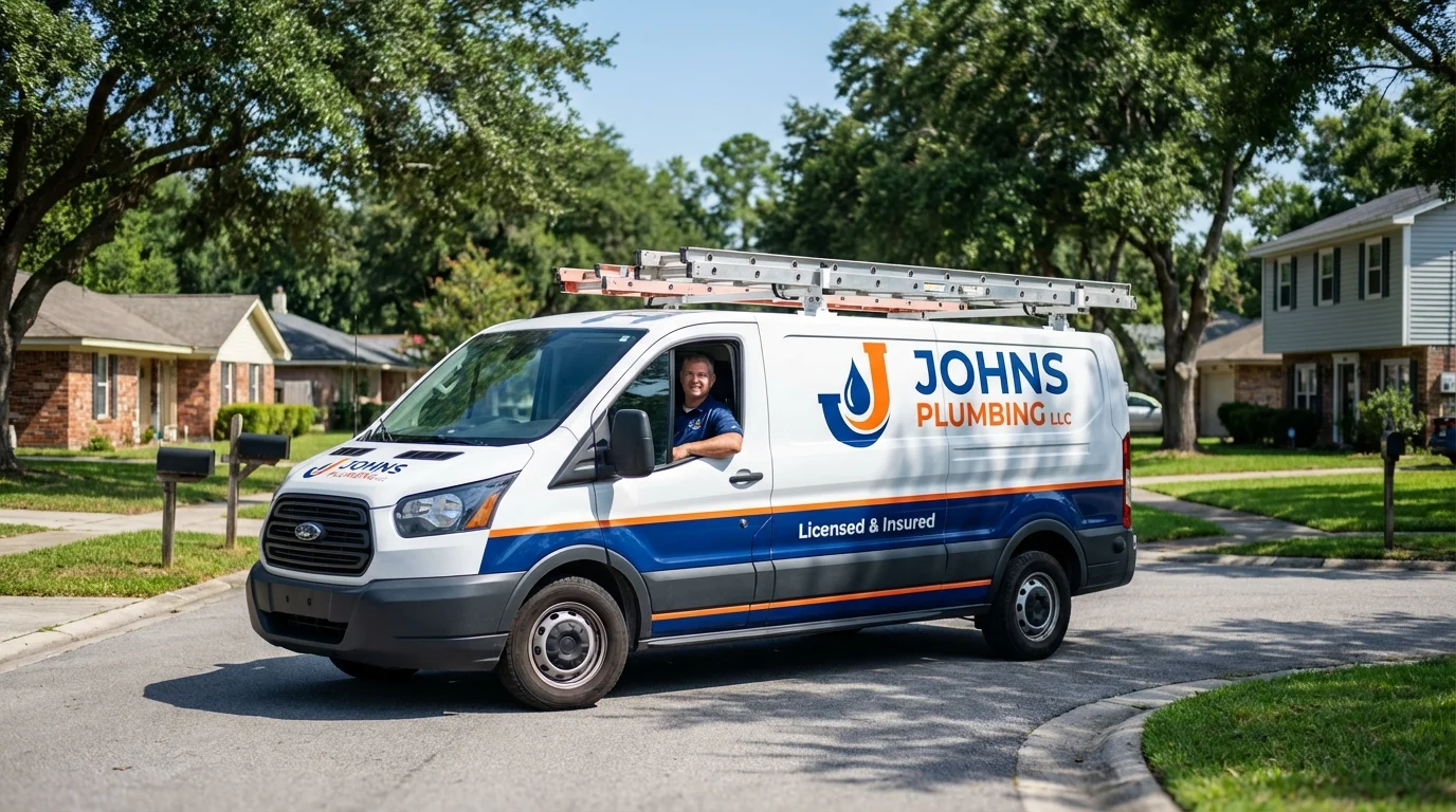 Johns Plumbing LLC service van in Willacoochee, GA