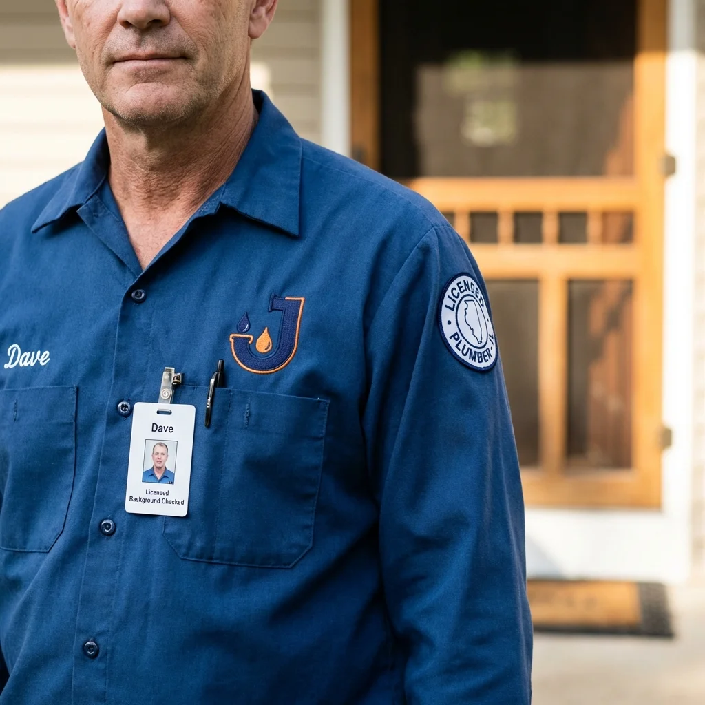 Licensed plumber showing ID badge in Willacoochee, GA