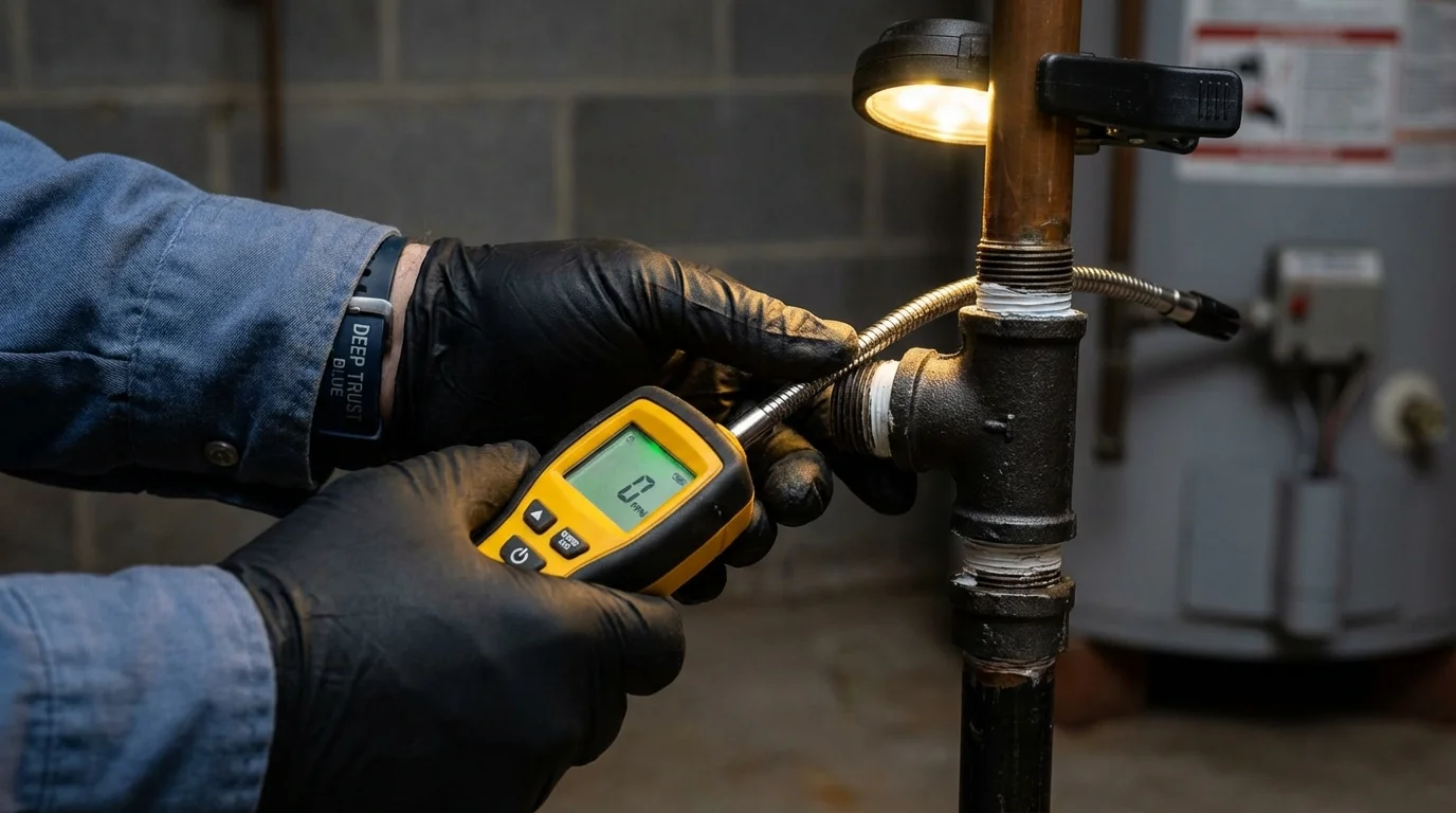 Gas leak detection with electronic sniffer by Johns Plumbing LLC in Willacoochee