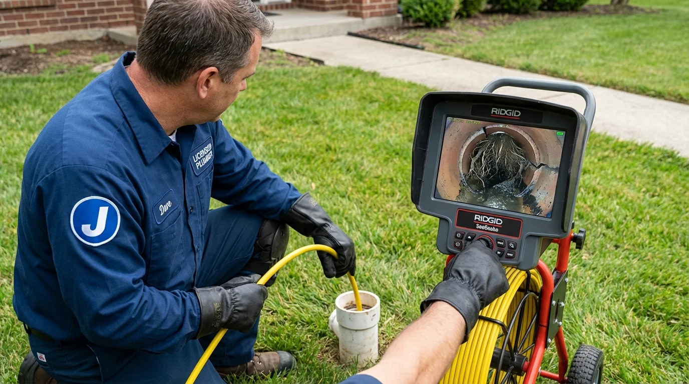Sewer camera inspection being performed by Johns Plumbing LLC in Willacoochee