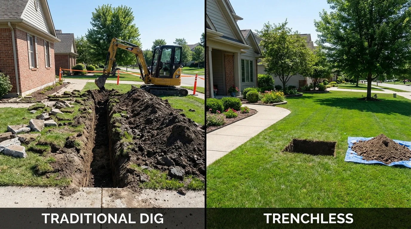Trenchless sewer repair with minimal yard damage versus traditional excavation in Willacoochee, GA